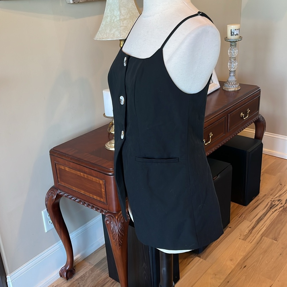 Black Spaghetti Strap Button Down Vest - image 3